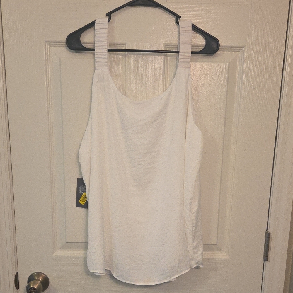 NWT Vince Camuto Cream Sleeveless Sheer Tank Top Shirt Cami Size XL - Picture 7 of 9